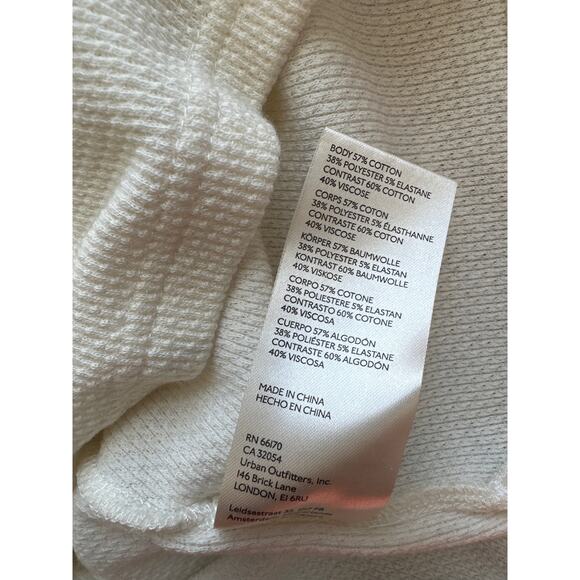 Free People Mikah Notch Neck Top Thermal Long Sleeve Cream Size Large - Picture 10 of 13